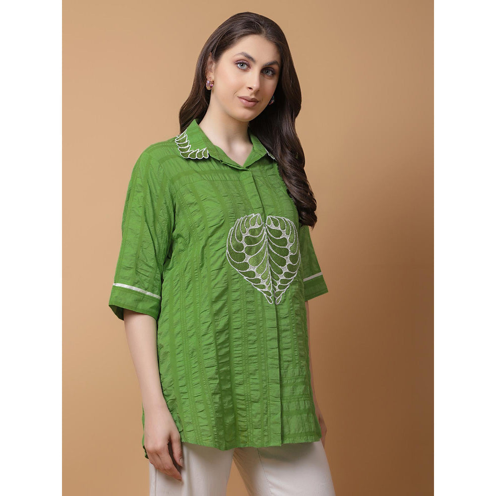 GAGAN VOHRA Womens Embroidered Green Shirt