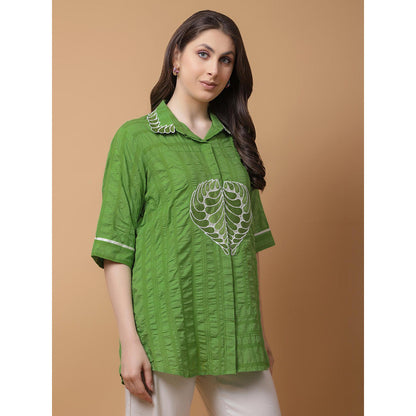 GAGAN VOHRA Womens Embroidered Green Shirt