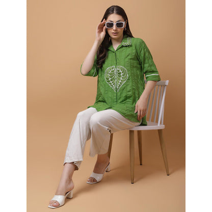 GAGAN VOHRA Womens Embroidered Green Shirt