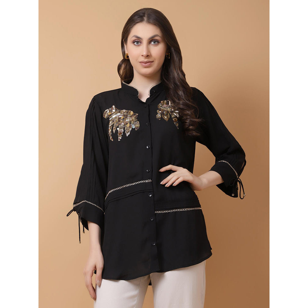 GAGAN VOHRA Womens Embroidered Black Shirt