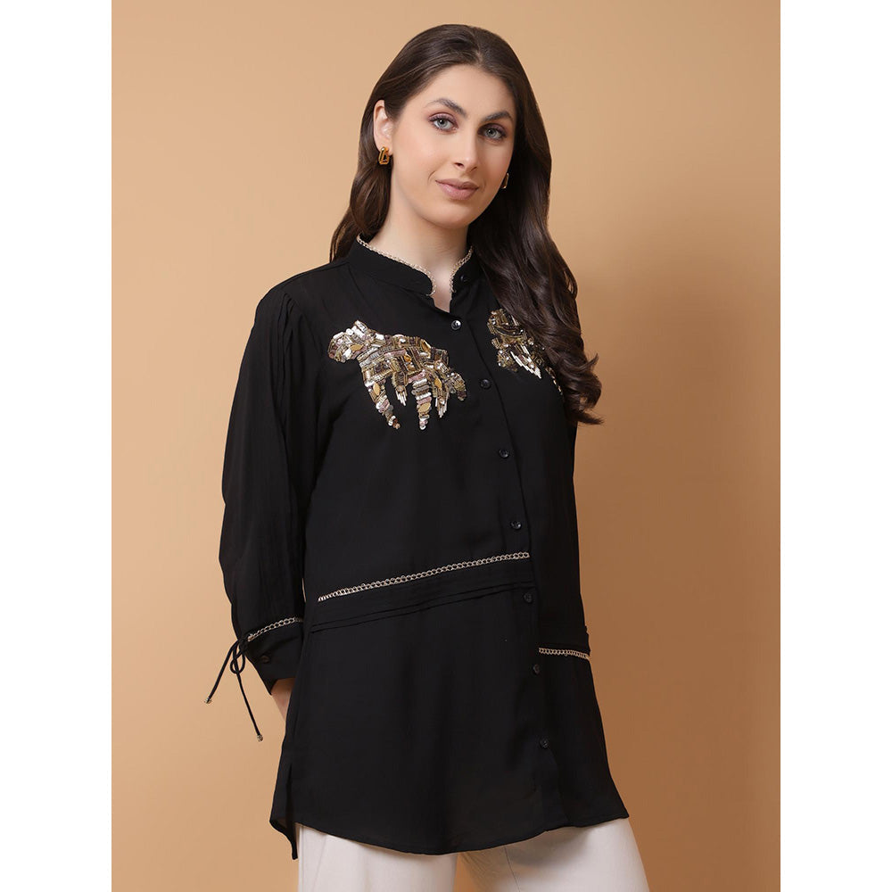 GAGAN VOHRA Womens Embroidered Black Shirt