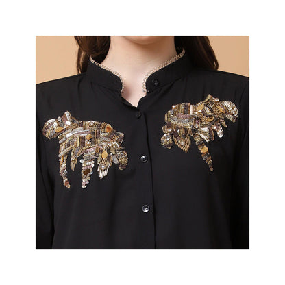 GAGAN VOHRA Womens Embroidered Black Shirt