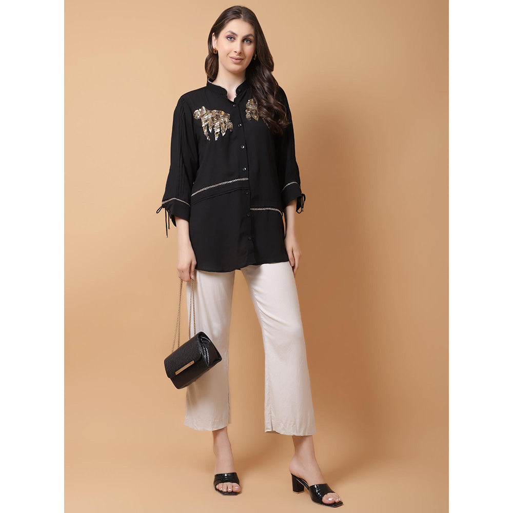 GAGAN VOHRA Womens Embroidered Black Shirt