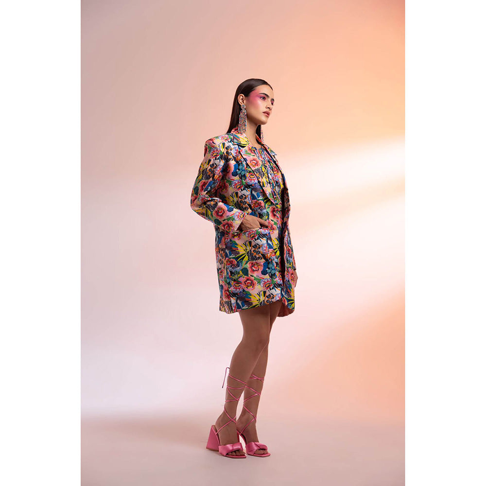 Gazab By Miku Kumar Multi-Colour Paris Mini Dress with Blazer (Set of 2)