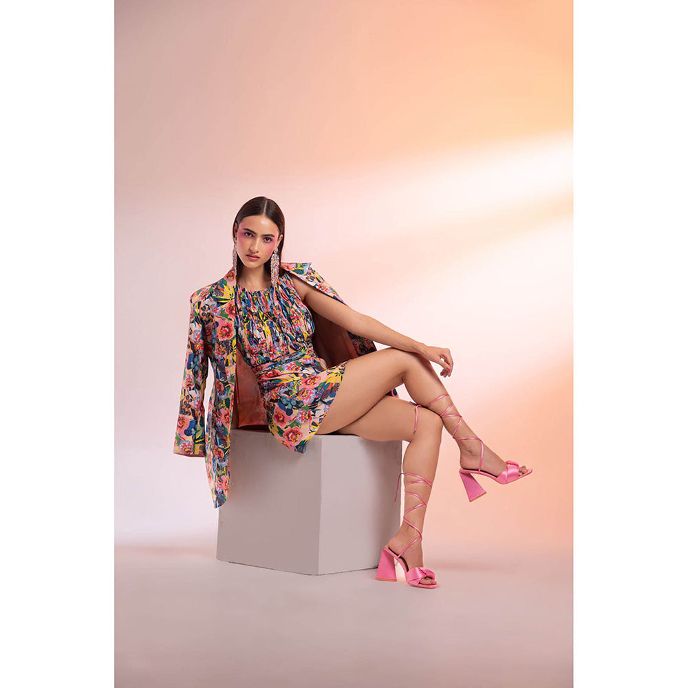 Gazab By Miku Kumar Multi-Colour Paris Mini Dress with Blazer (Set of 2)