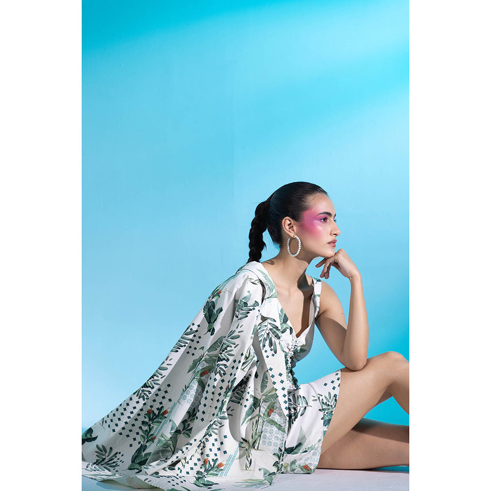 Gazab By Miku Kumar White Seine Serenade Paris Mini Dress with Blazer (Set of 2)