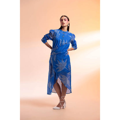 Gazab By Miku Kumar Blue Patron Saint Midi Dress with Inner (Set of 2)