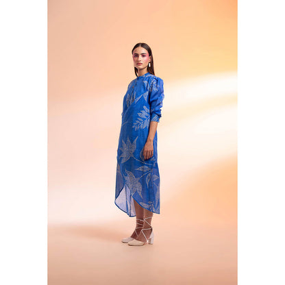 Gazab By Miku Kumar Blue Patron Saint Midi Dress with Inner (Set of 2)