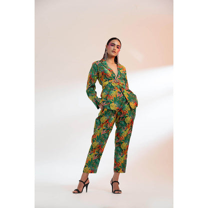 Gazab By Miku Kumar Green The Tuileries Garden Paris Co-Ord (Set of 3)