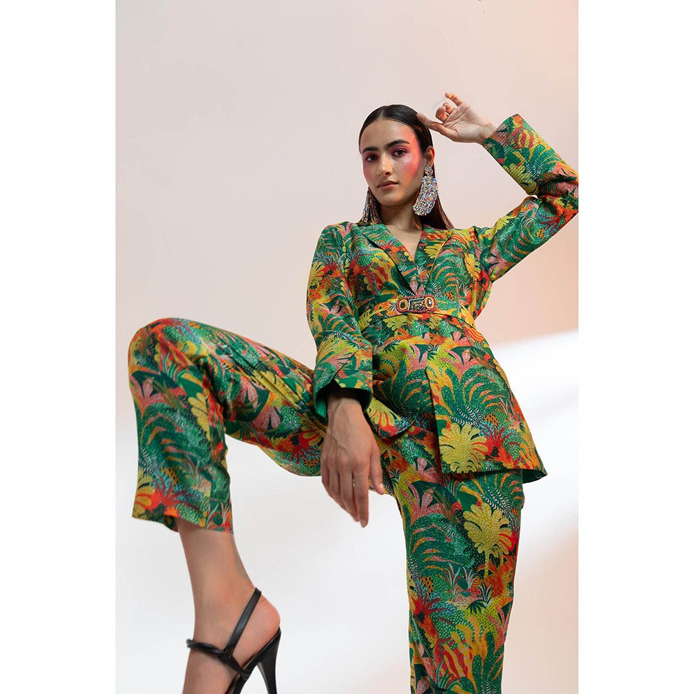 Gazab By Miku Kumar Green The Tuileries Garden Paris Co-Ord (Set of 3)