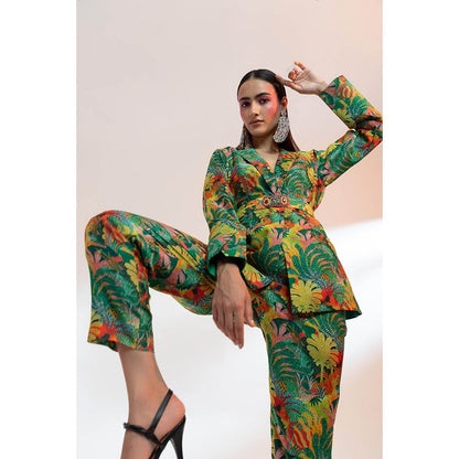 Gazab By Miku Kumar Green The Tuileries Garden Paris Co-Ord (Set of 3)