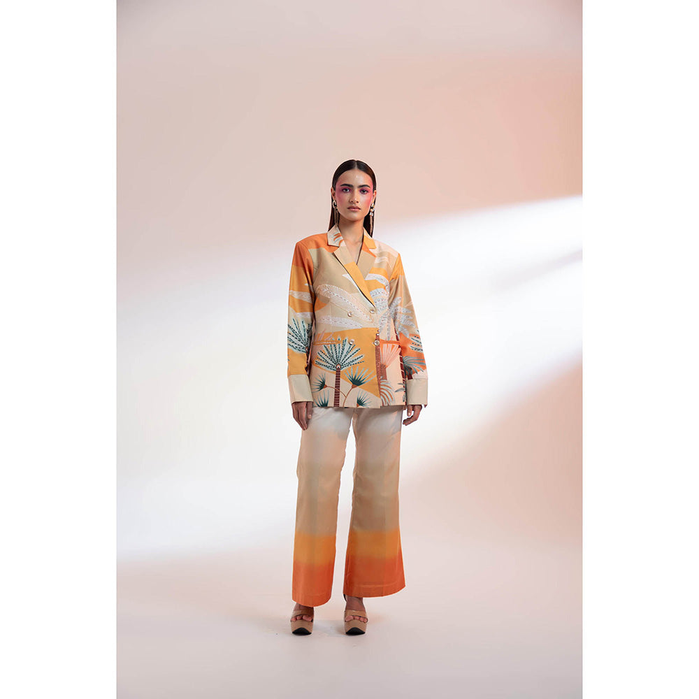 Gazab By Miku Kumar Orange Les Cerf'S Paris Co-Ord (Set of 2)