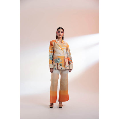 Gazab By Miku Kumar Orange Les Cerf'S Paris Co-Ord (Set of 2)