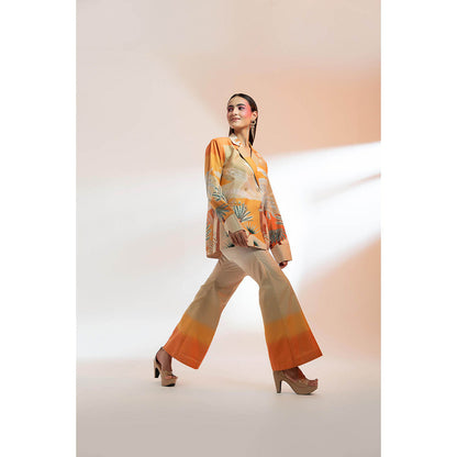 Gazab By Miku Kumar Orange Les Cerf'S Paris Co-Ord (Set of 2)