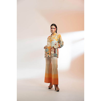 Gazab By Miku Kumar Orange Les Cerf'S Paris Co-Ord (Set of 2)