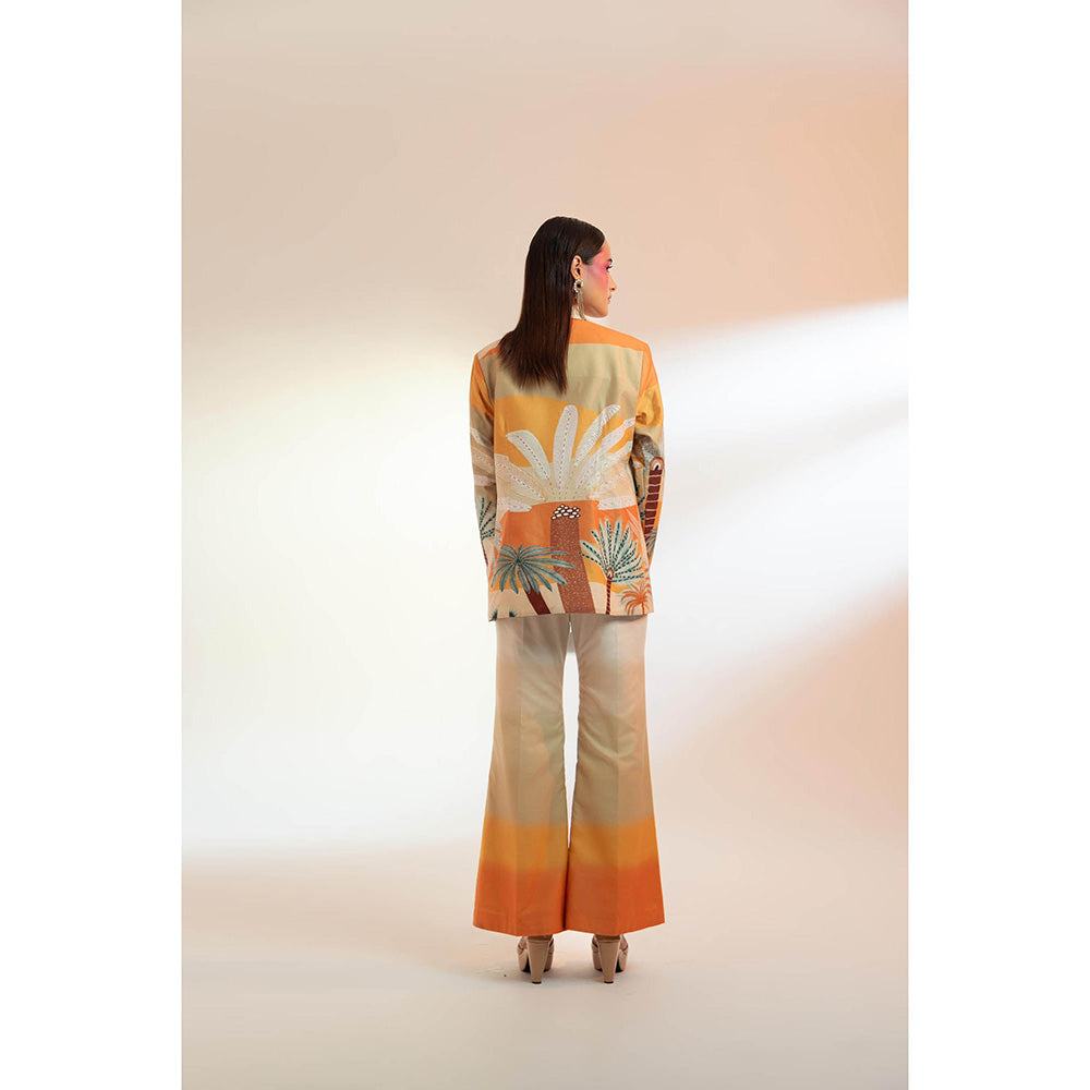 Gazab By Miku Kumar Orange Les Cerf'S Paris Co-Ord (Set of 2)
