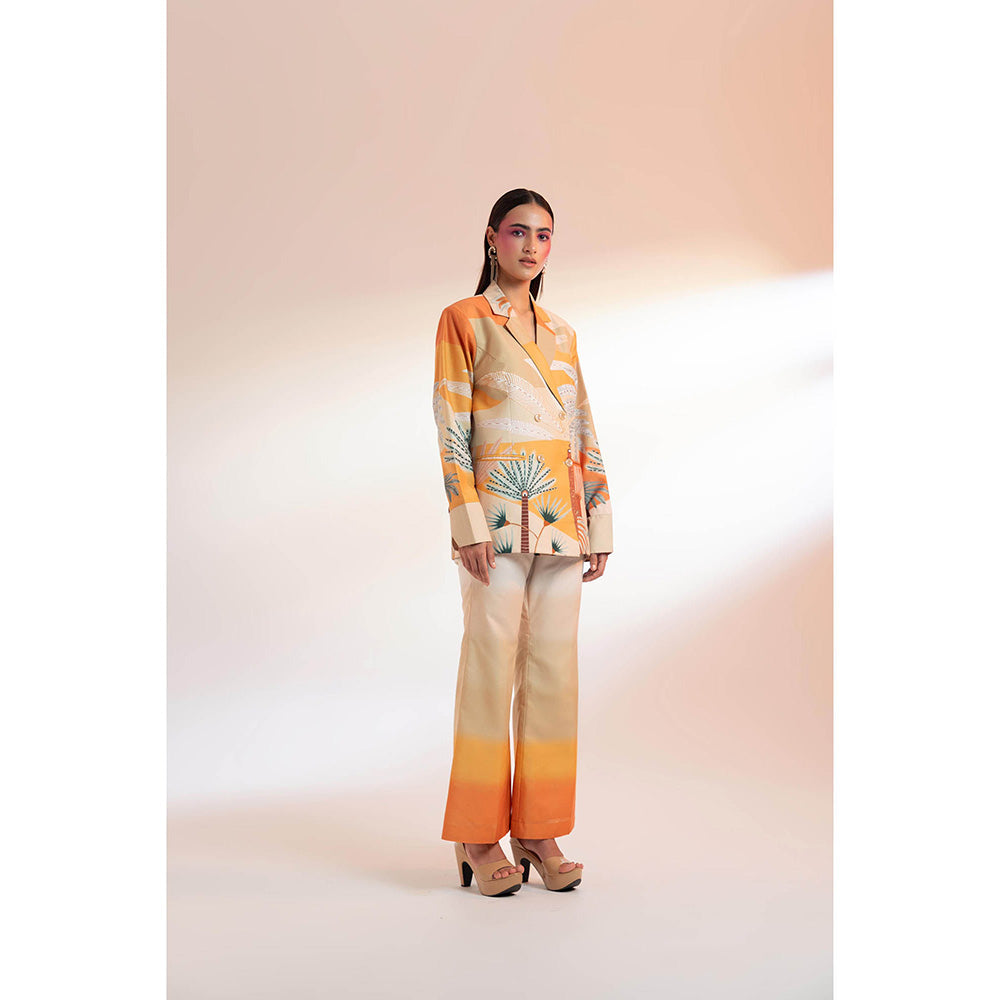 Gazab By Miku Kumar Orange Les Cerf'S Paris Co-Ord (Set of 2)