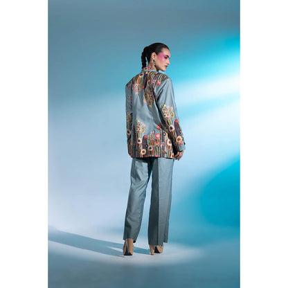 Gazab By Miku Kumar Blue Le Cactus Paris Co-Ord (Set of 2)