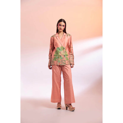 Gazab By Miku Kumar Peach La Touquet Paris Co-Ord (Set of 2)
