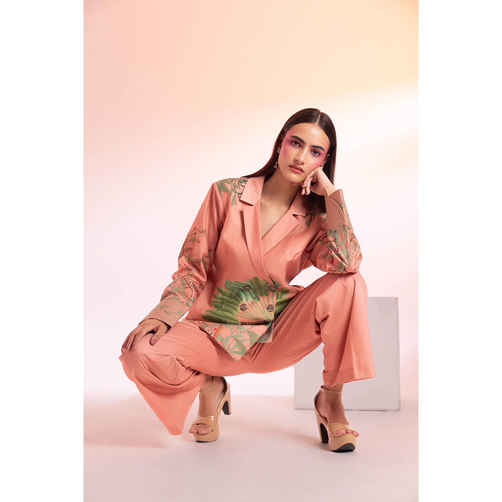 Gazab By Miku Kumar Peach La Touquet Paris Co-Ord (Set of 2)