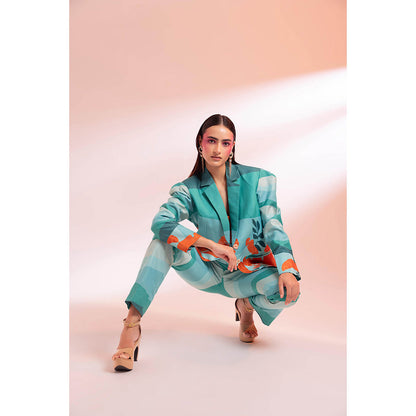 Gazab By Miku Kumar Green The Croton Paris Co-Ord (Set of 3)