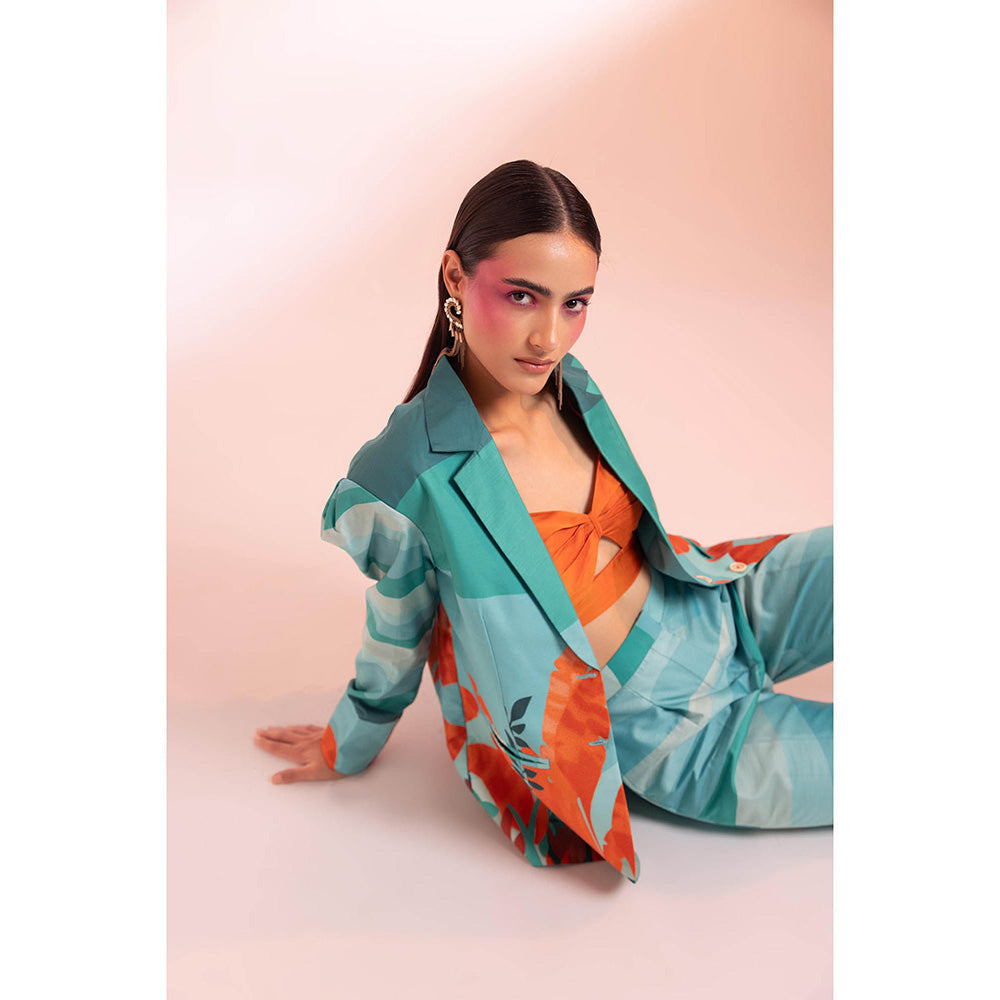 Gazab By Miku Kumar Green The Croton Paris Co-Ord (Set of 3)