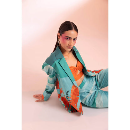 Gazab By Miku Kumar Green The Croton Paris Co-Ord (Set of 3)