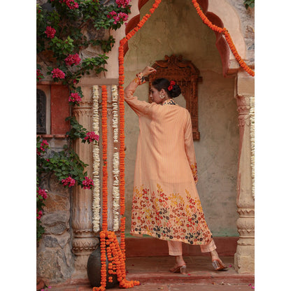 Gazab By Miku Kumar Lila Peach Jacket with Shirt and Pant (Set of 3)