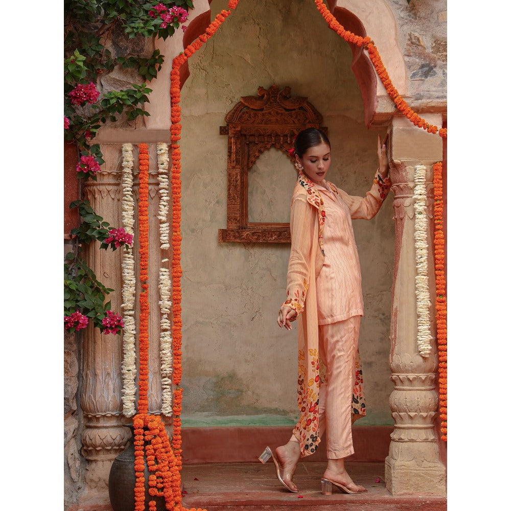 Gazab By Miku Kumar Lila Peach Jacket with Shirt and Pant (Set of 3)