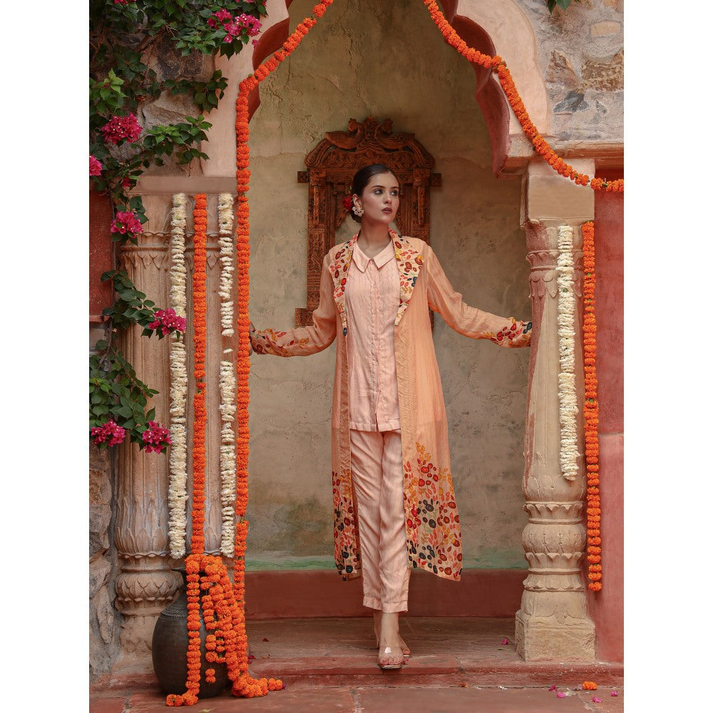 Gazab By Miku Kumar Lila Peach Jacket with Shirt and Pant (Set of 3)