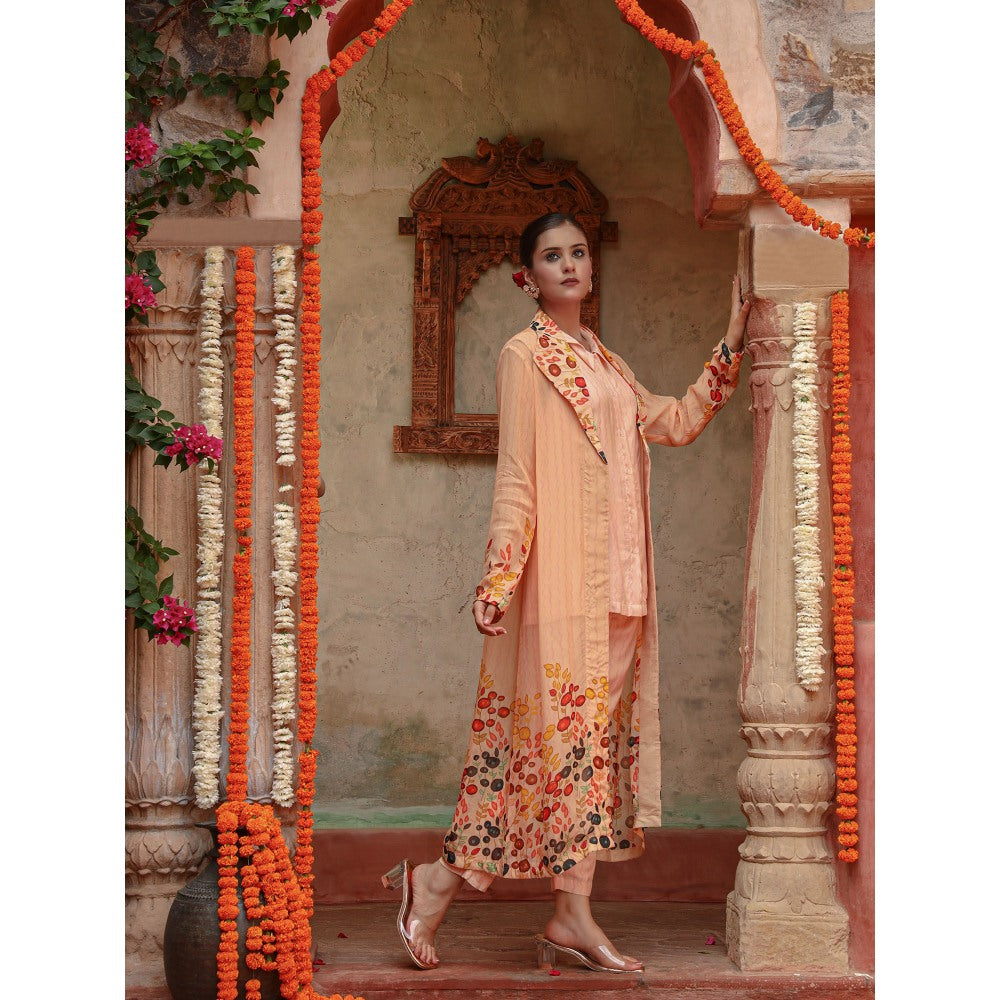 Gazab By Miku Kumar Lila Peach Jacket with Shirt and Pant (Set of 3)