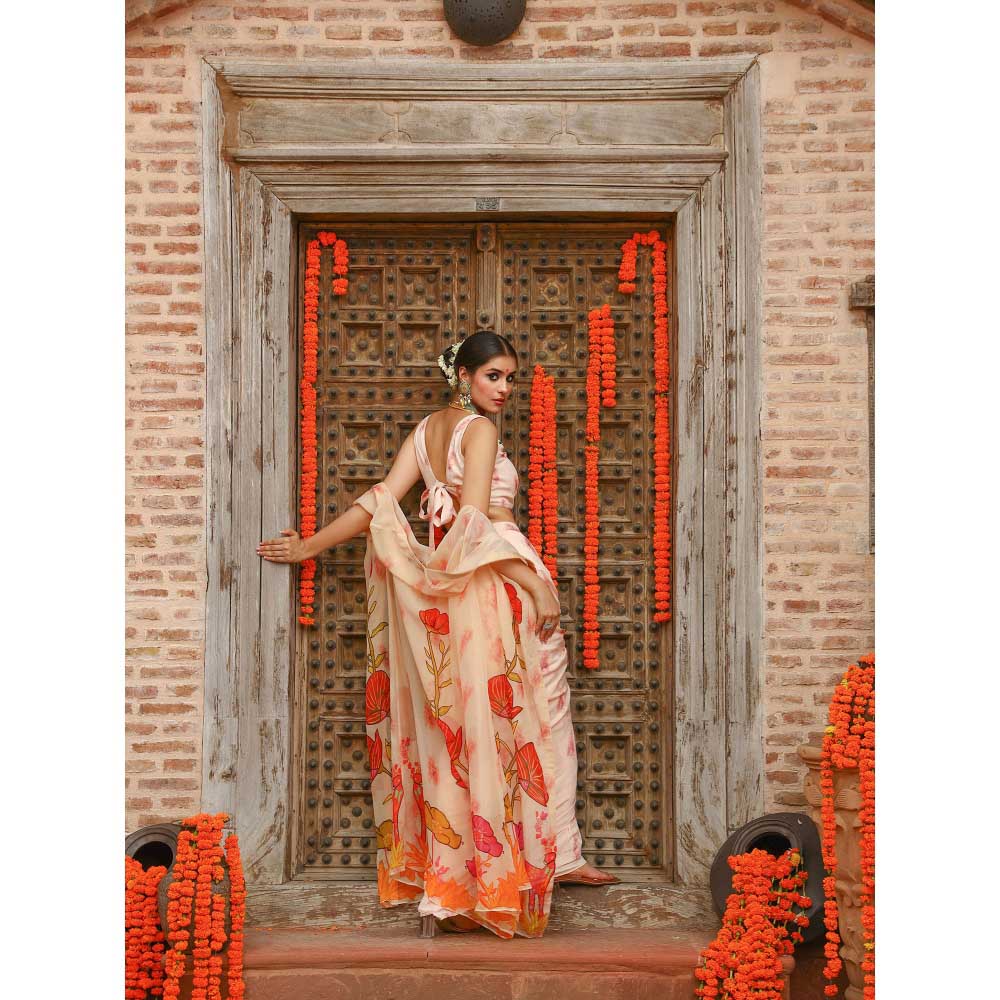 Gazab By Miku Kumar Pink Levi Cape with Skirt and Blouse (Set of 3)