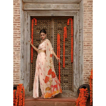Gazab By Miku Kumar Pink Levi Cape with Skirt and Blouse (Set of 3)