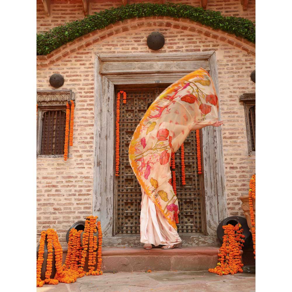 Gazab By Miku Kumar Pink Levi Cape with Skirt and Blouse (Set of 3)