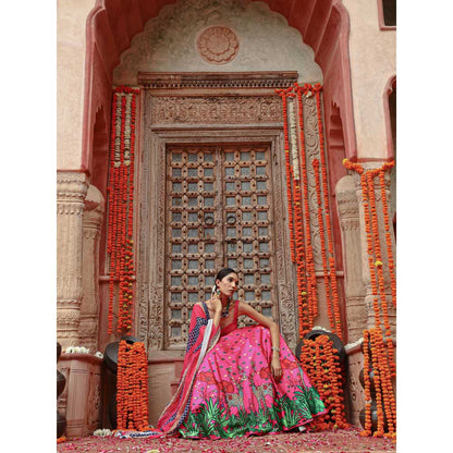 Gazab By Miku Kumar Pink Zooni Lehenga with Blouse and Dupatta (Set of 3)