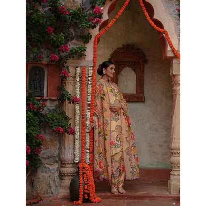 Gazab By Miku Kumar Beige Sarin Kurta with Pant and Dupatta (Set of 3)