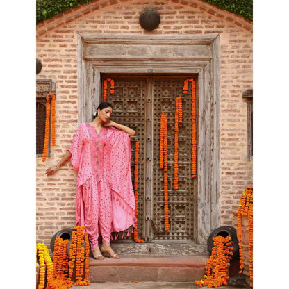 Gazab By Miku Kumar Pink Eta Kaftan with Dhoti (Set of 2)