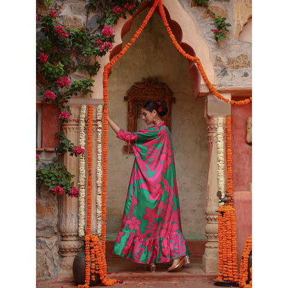 Gazab By Miku Kumar Multi-Colour Lily Bustier with Pant and Cape (Set of 3)