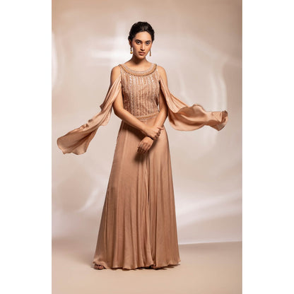 GEE SIN by Geetanjali Singh Gold Jumpsuit in its Wide Legged Design