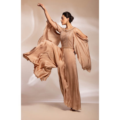 GEE SIN by Geetanjali Singh Gold Jumpsuit in its Wide Legged Design