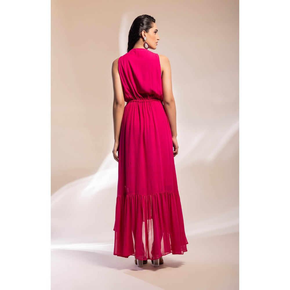 GEE SIN by Geetanjali Singh Fuchsia Georgette Dress & Belt String