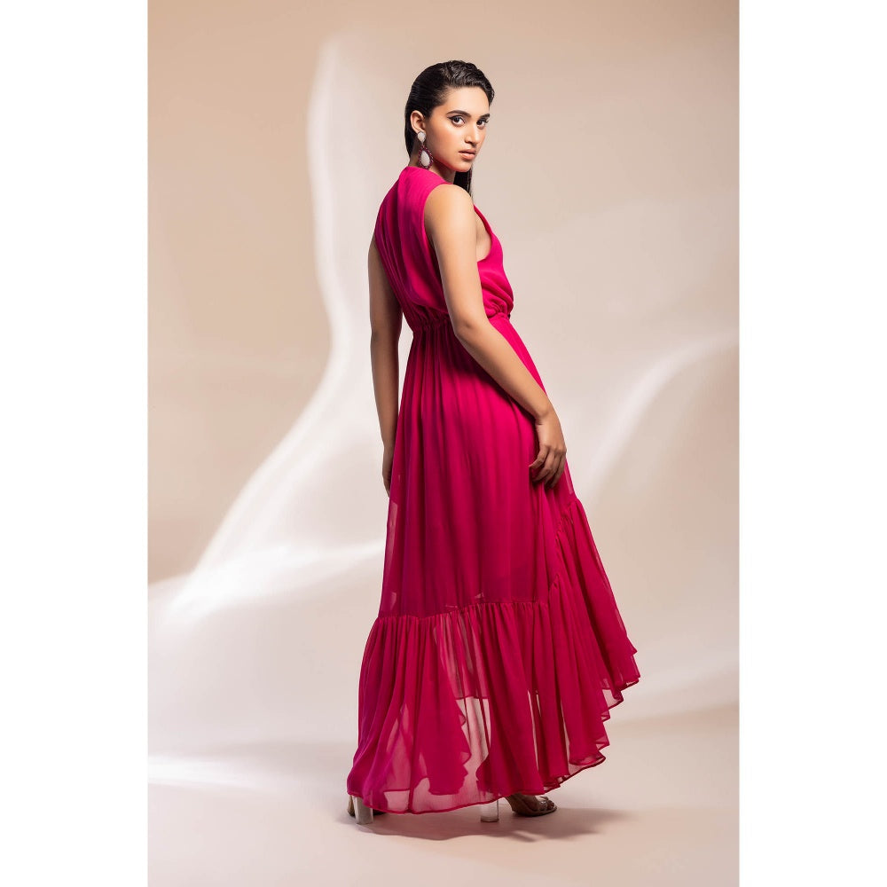 GEE SIN by Geetanjali Singh Fuchsia Georgette Dress & Belt String