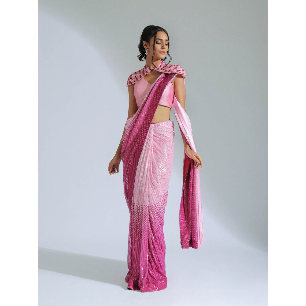 GEE SIN by Geetanjali Singh Ombre Saree Paired & Cape with Stitched Blouse