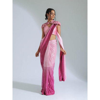 GEE SIN by Geetanjali Singh Ombre Saree Paired & Cape with Stitched Blouse