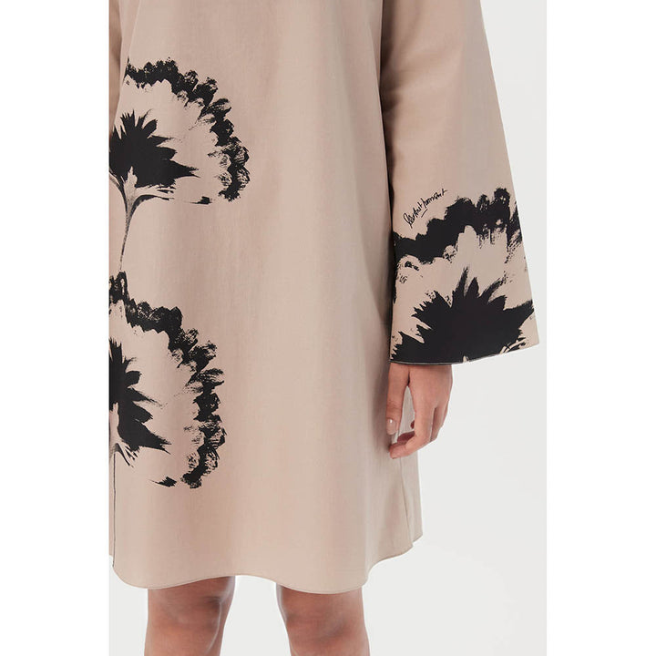 Genes Lecoanet Hemant Peach A-Line Scoop Neck Dress with Full Sleeves