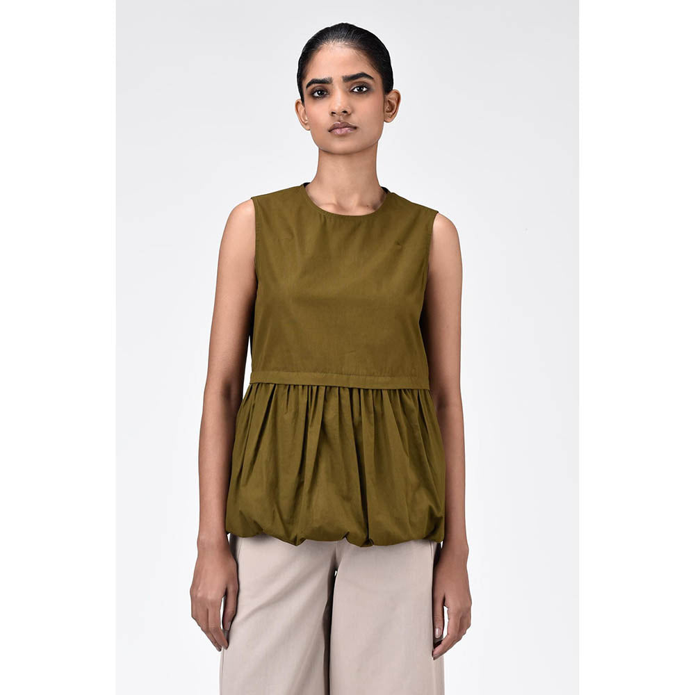 Genes Lecoanet Hemant Regular Fit Round Neck Top With Voluminous Hem