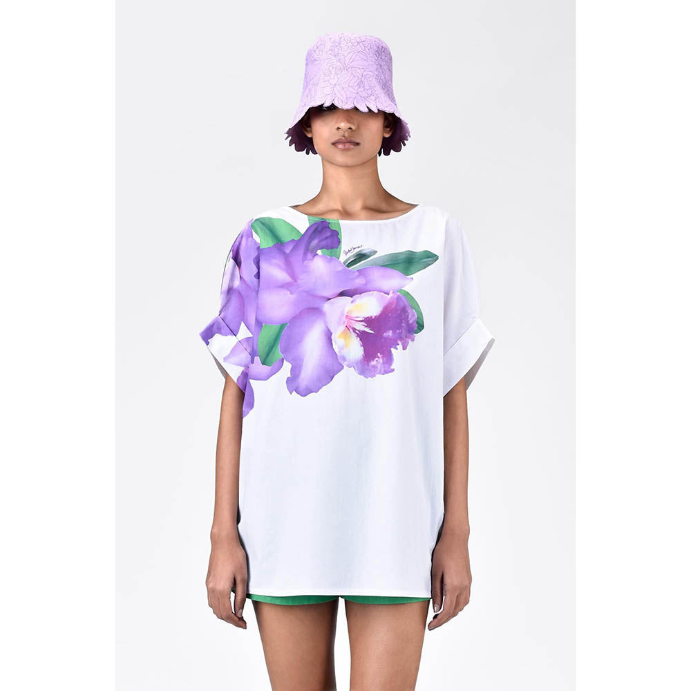 Genes Lecoanet Hemant Boat Neck Top With Floral Print