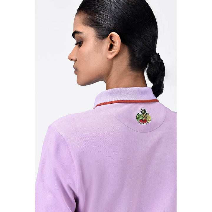 Genes Lecoanet Hemant Regular Fit Polo Dress With Fruit Basket Embroidery