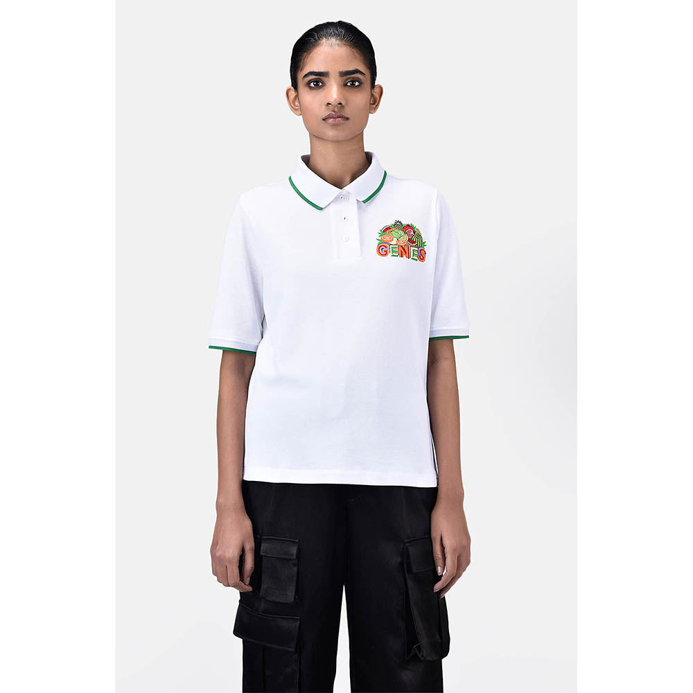 Genes Lecoanet Hemant Easy Fit Polo With Fruit Basket Embroidery Patch
