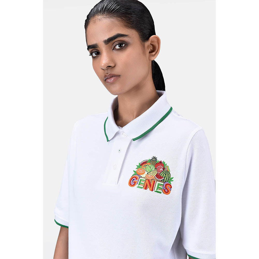 Genes Lecoanet Hemant Easy Fit Polo With Fruit Basket Embroidery Patch
